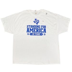 Texas A&M Standing For America 20 Years White Unisex Tshirt Size 3XL NWOT